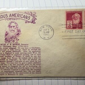 1940 Samuel F. B. Morse First Day Cover FDC 2¢ Stamp Famous Americans NY Cancel